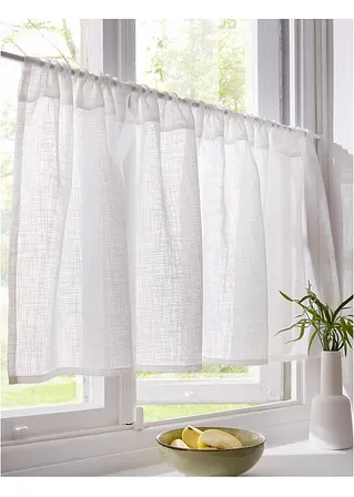 Bonprix Helle Küchengardine In Schlichter Leinen-Optik - Weiß Tunnelzug
