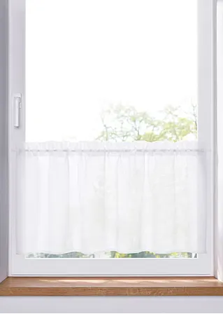 bonprix Helle Küchengardine in schlichter Leinen-Optik - weiß Tunnelzug