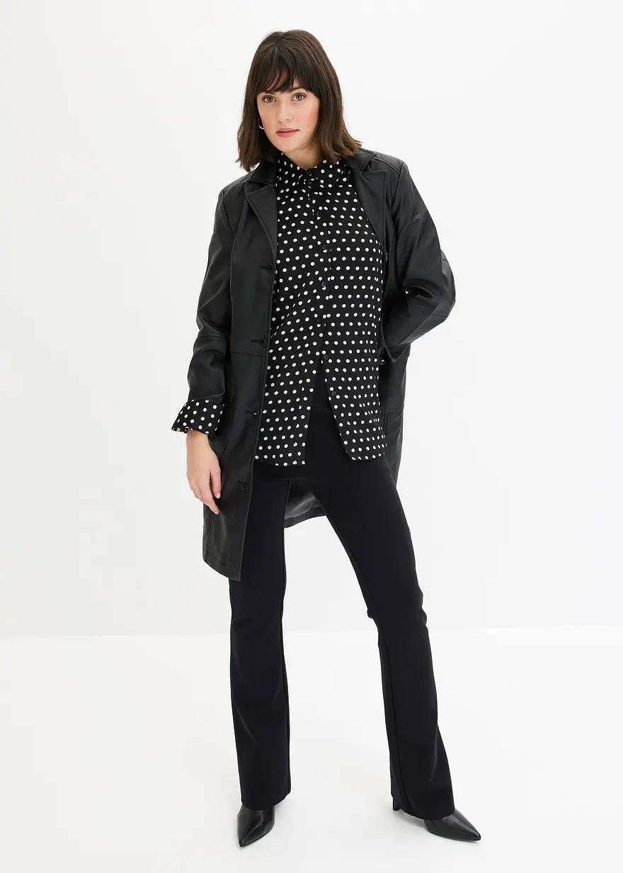 Bonprix Hemdbluse Mit Femininen Punktedruck - Schwarz - Damen