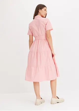 Bonprix Hemdblusenkleid Mit Bindeband Aufgesetzte Pattentaschen Und Volantsrock