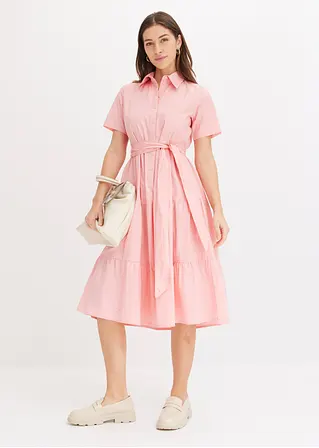 Bonprix Hemdblusenkleid Mit Bindeband Aufgesetzte Pattentaschen Und Volantsrock