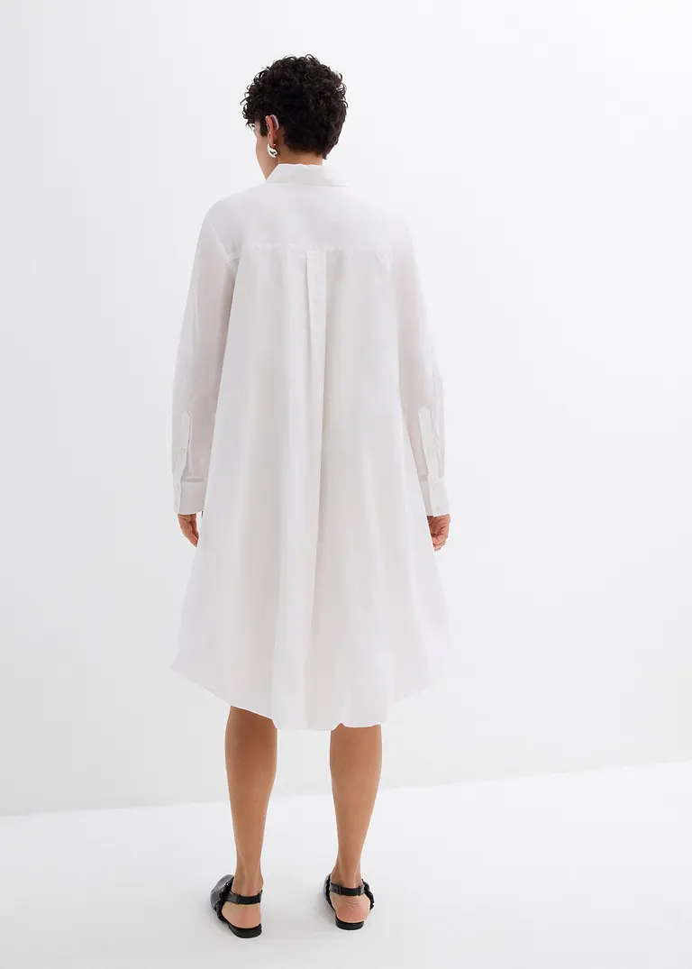 Bonprix Hemdblusenkleid Mit Langen Ärmlen Seitennahttaschen Sowie Einem Ballonsaum