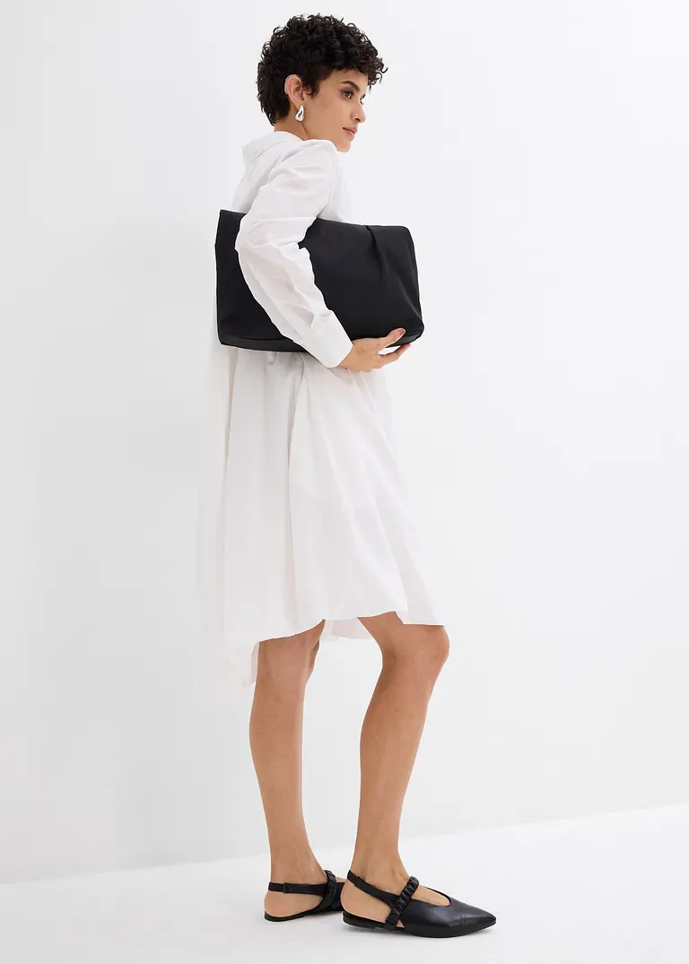 Bonprix Hemdblusenkleid Mit Langen Ärmlen Seitennahttaschen Sowie Einem Ballonsaum