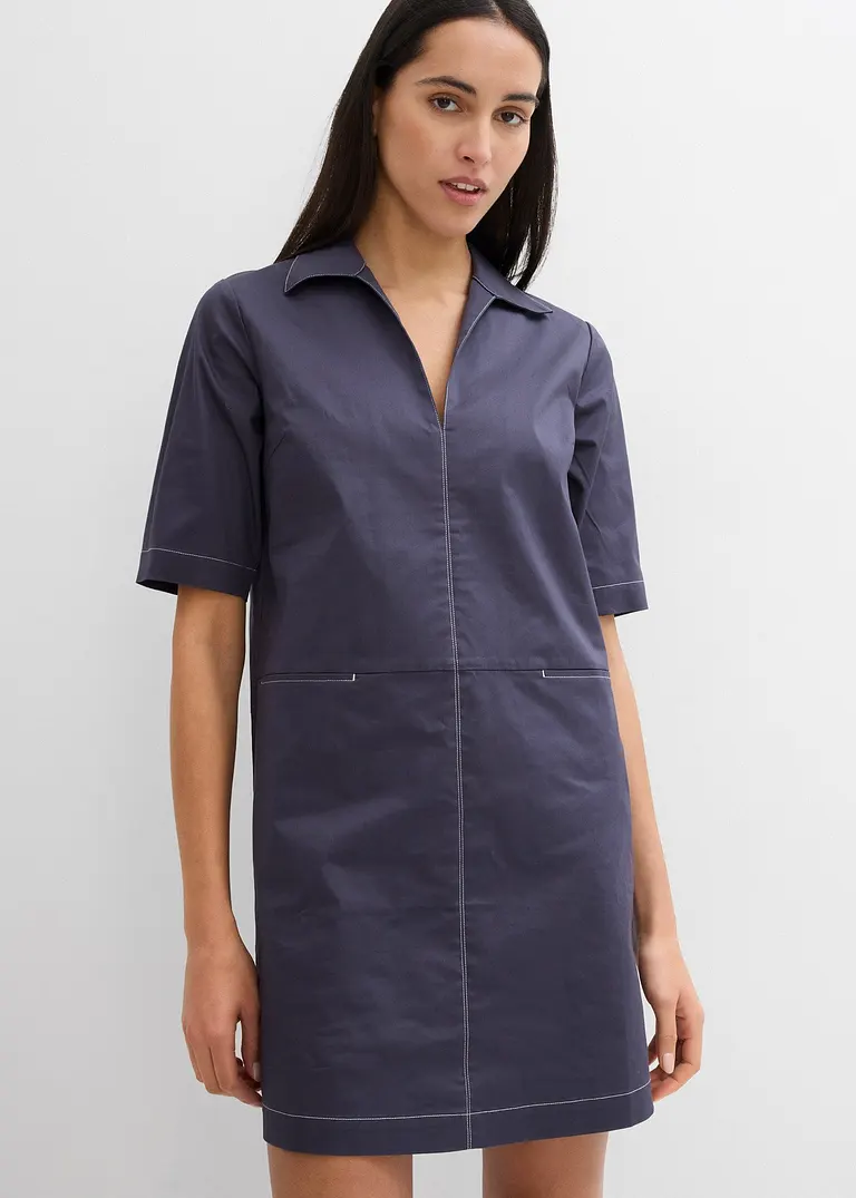 Bonprix Hemdblusenkleid Mit Offenem Kragen Und Eingriffstaschen Vorne