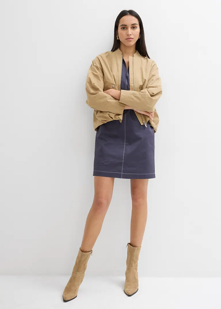 Bonprix Hemdblusenkleid Mit Offenem Kragen Und Eingriffstaschen Vorne