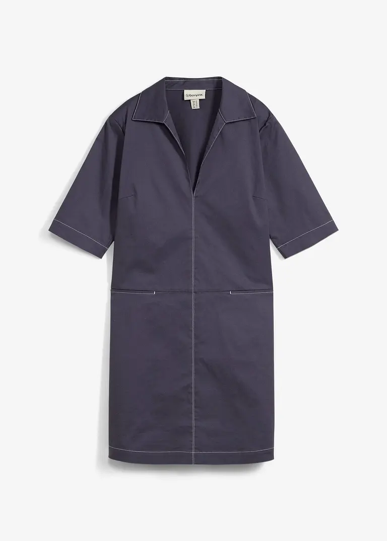bonprix Hemdblusenkleid mit offenem Kragen und Eingriffstaschen vorne