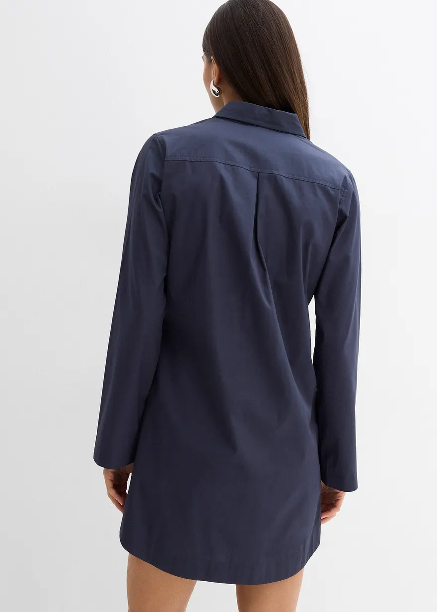 Bonprix Hemdkleid In Midilänge Aus Reiner Baumwolle Mit Voluminösen Silhouette Einem Klassischen Spitzen Kragen Und Einem Abgerundeten Saum Mit Seitlichen Knöpfen