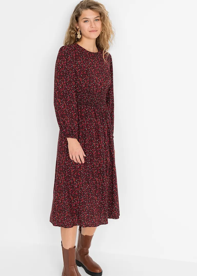 Bonprix Herbstliches Midikleid Aus Nachhaltiger Viskose - Rot