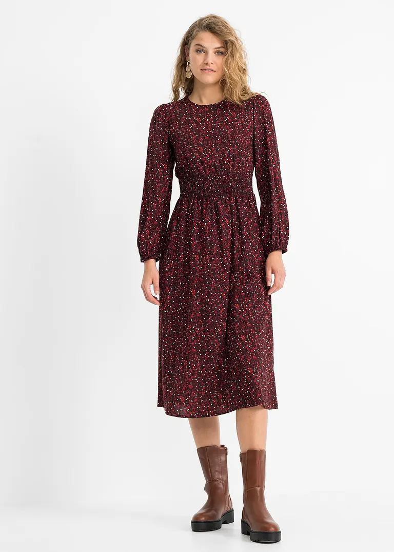 Bonprix Herbstliches Midikleid Aus Nachhaltiger Viskose - Rot