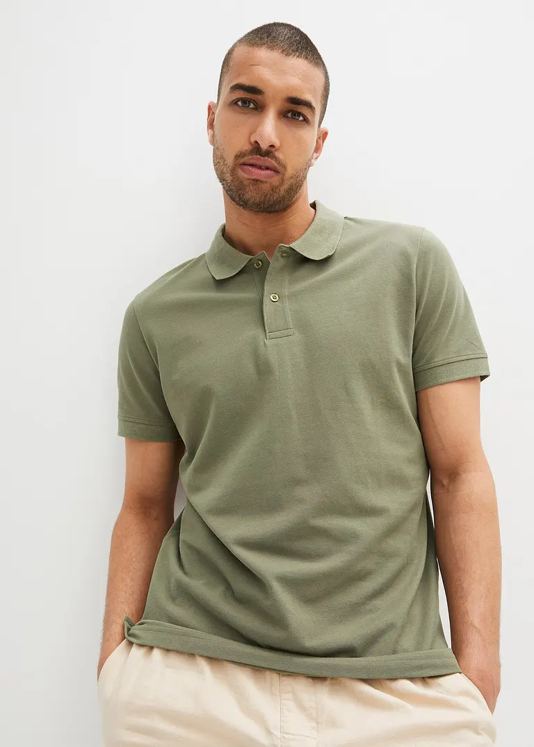 Bonprix Herren Basic Poloshirt Aus Hautfreundlicher Reiner Bio-Baumwolle