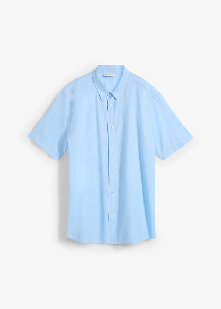 bonprix Herren-Kurzarmhemd in Leinen-Baumwoll-Qualität. - blau