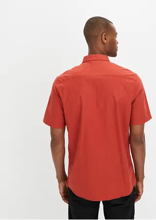 Bonprix Herren-Kurzarmhemd In Leinen-Baumwoll-Qualität. - Rot