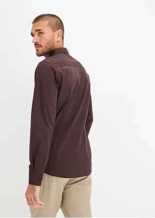 Bonprix Herren Langarmhemd Mit Stretch Und Leicht Abgerundetem Saum