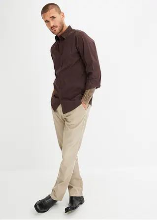 Bonprix Herren Langarmhemd Mit Stretch Und Leicht Abgerundetem Saum