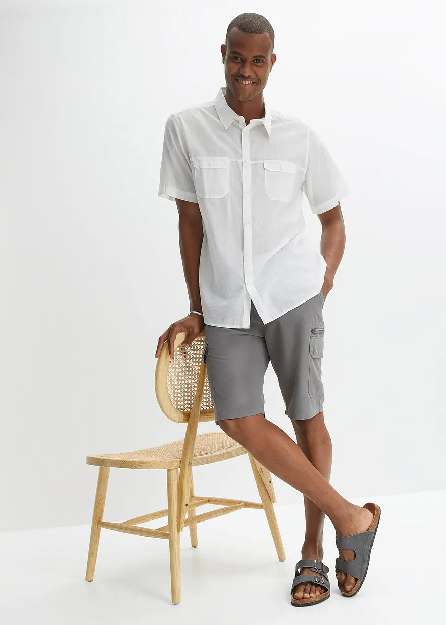 Bonprix Herren Mikrofaser Cargo-Bermuda Mit Komfortschnitt - Grau