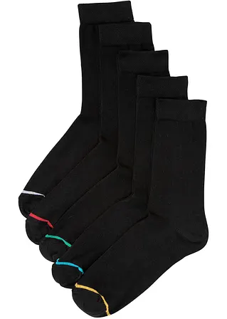 bonprix Herren Socken (5er Pack) mit Kontraststreifen - schwarz