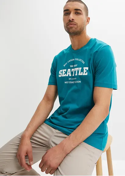 Bonprix Herren T-Shirt Mit Lässigem Schriftzug (2er Pack)