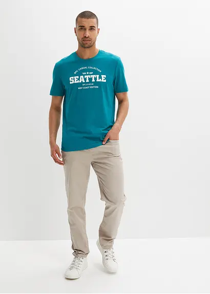 Bonprix Herren T-Shirt Mit Lässigem Schriftzug (2er Pack)