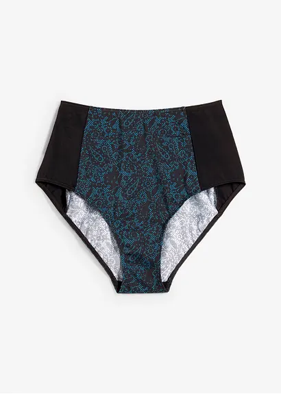 bonprix High Waisted Bikinihose mit tollem Spitzendruck - petrol - Damen