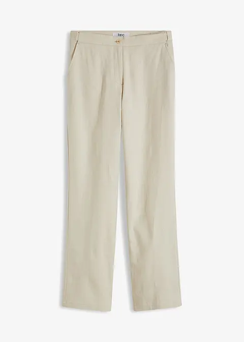 bonprix Hoch geschnittene Leinenhose mit elastischem Einsatz im Bund