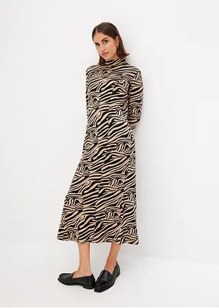 Bonprix Hochgeschlossenes Bedrucktes Midikleid Aus Punto Di Roma - Damen