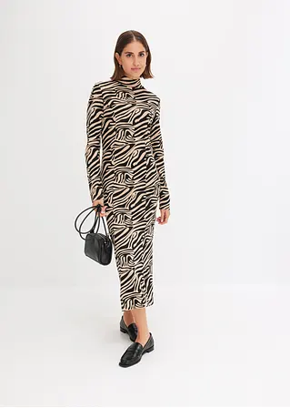 Bonprix Hochgeschlossenes Bedrucktes Midikleid Aus Punto Di Roma - Damen