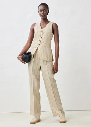 Bonprix Hochwertige Hose Mit Gürtel (2-tlg.Set) Aus Reinem Leinen - Damen