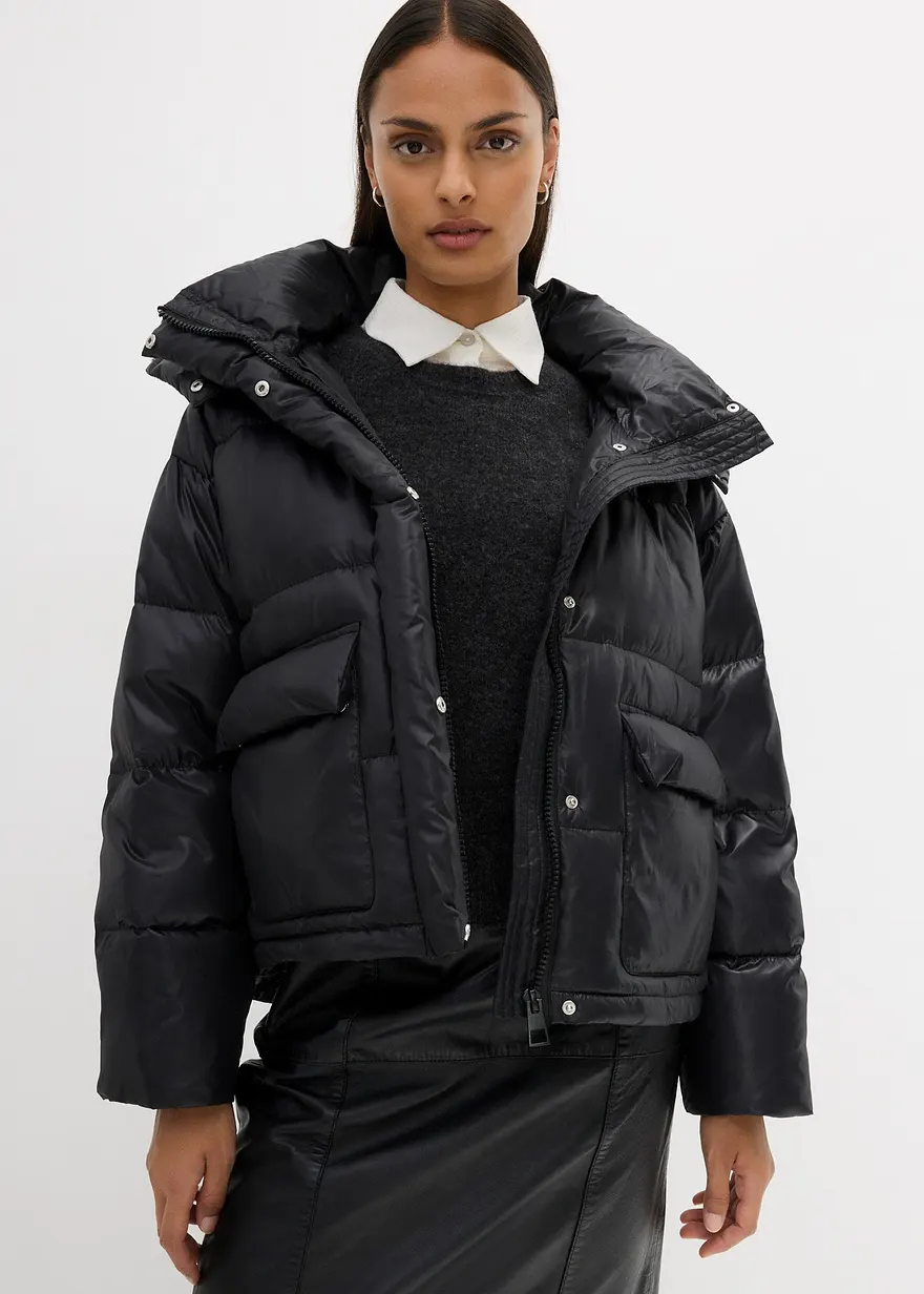 Bonprix Hochwertige Jacke Mit Echter Daunenfüllung Eingriffstaschen Mit Weichem Fleece Abnehmbarer Kapuze Und Wasserabweisenden Finish