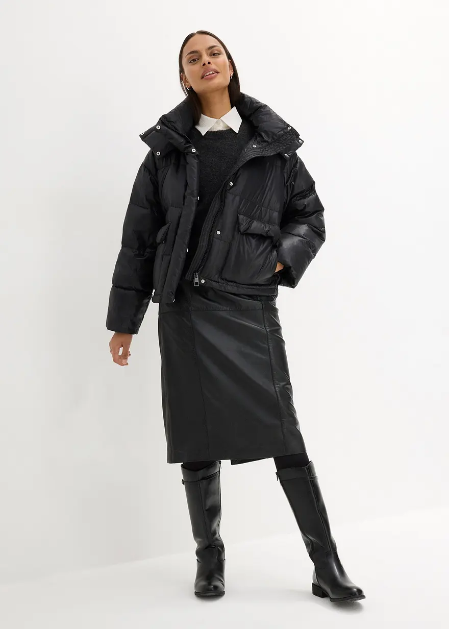 Bonprix Hochwertige Jacke Mit Echter Daunenfüllung Eingriffstaschen Mit Weichem Fleece Abnehmbarer Kapuze Und Wasserabweisenden Finish