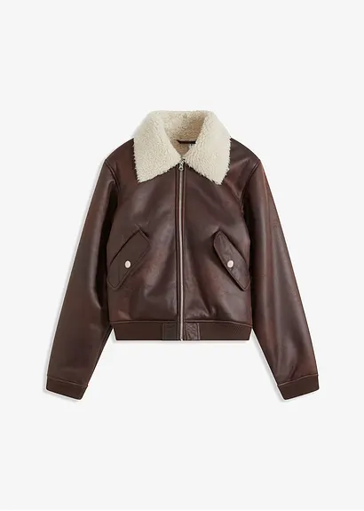 bonprix Hochwertige Pilotenjacke aus Lederimitat - braun