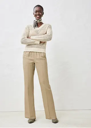 Bonprix Hochwertige Weite Hose Aus Reinem Leinen - Grün - Damen