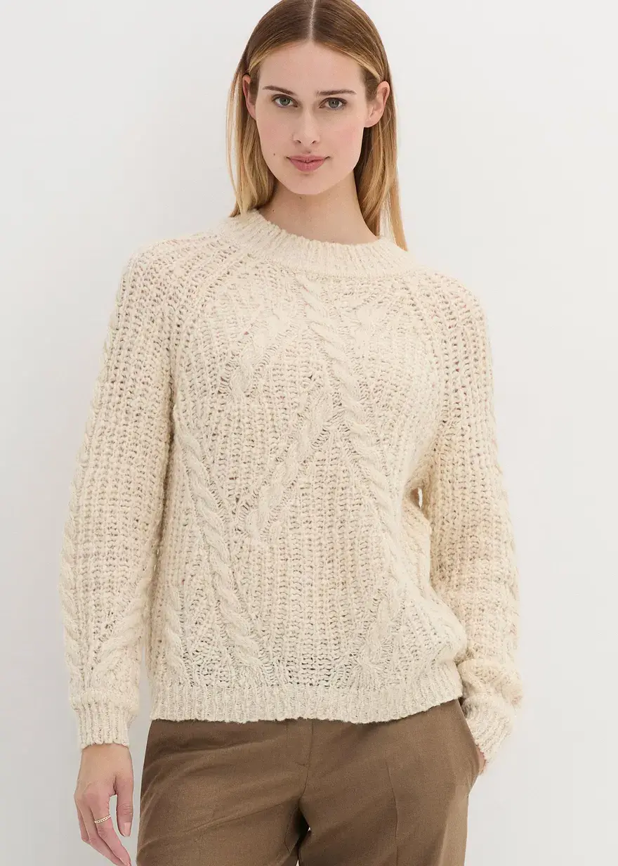 Bonprix Hochwertiger Wollpullover Aus Flammgarn In Premium Qualität Mit Modernen Zopfmuster