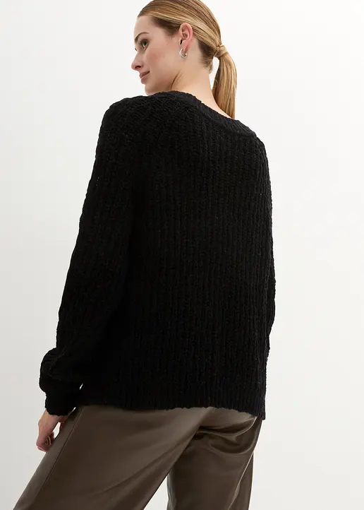 Bonprix Hochwertiger Wollpullover Aus Flammgarn In Premium Qualität Mit Modernen Zopfmuster