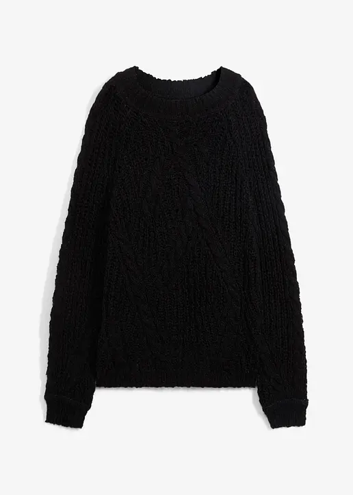 bonprix hochwertiger Wollpullover aus Flammgarn in Premium Qualität mit modernen Zopfmuster