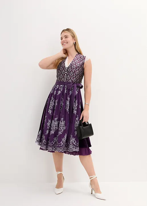 Bonprix Hochwertiges Dirndl Aus Edlem Jacquard Mit Dekorativer Knopfleiste Und Hübscher Stickerei