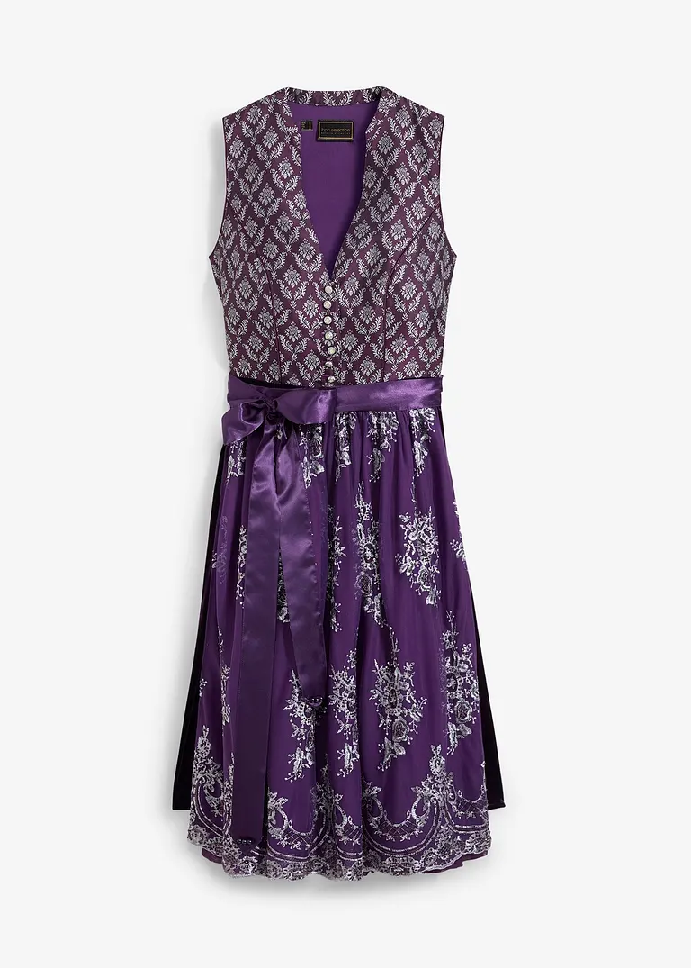 bonprix Hochwertiges Dirndl aus edlem Jacquard mit dekorativer Knopfleiste und hübscher Stickerei