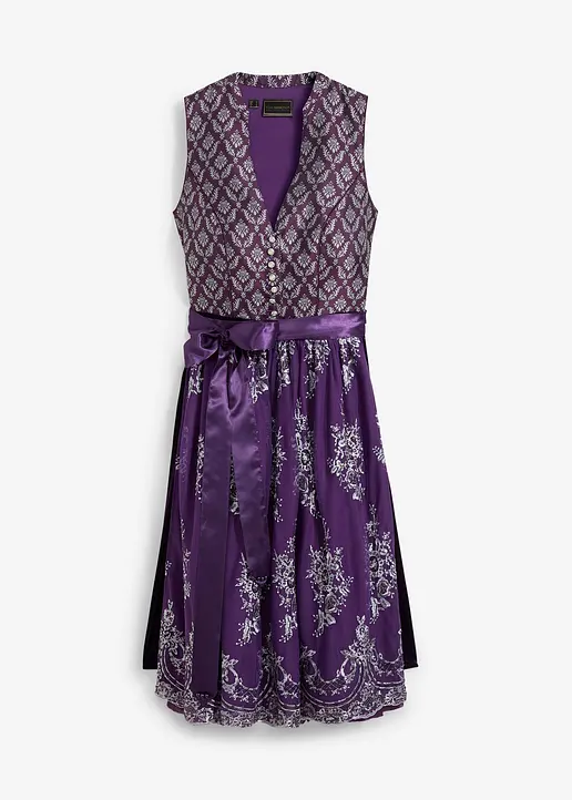 bonprix Hochwertiges Dirndl aus edlem Jacquard mit dekorativer Knopfleiste und hübscher Stickerei