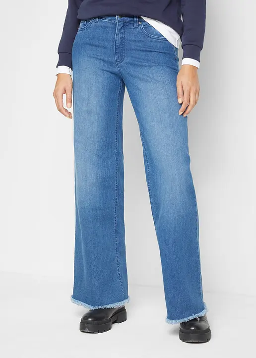 Bonprix Hohe Loose-Fit Jeans Mit Stretch - Blau Regular