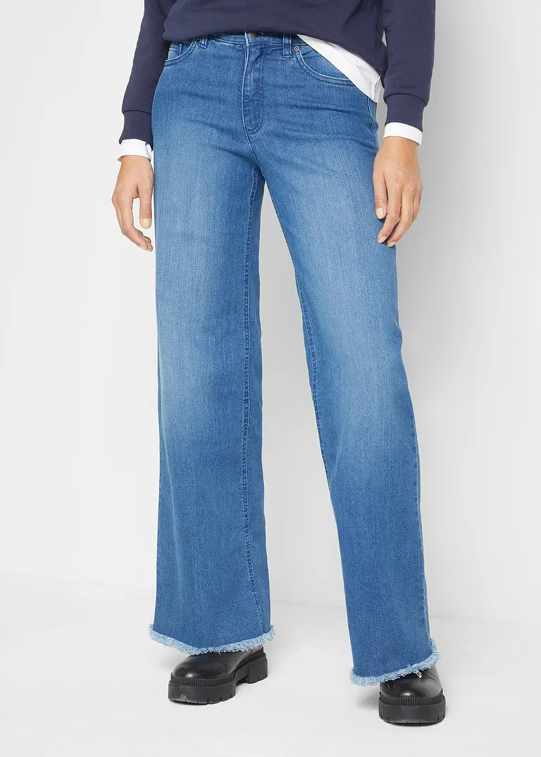 Bonprix Hohe Loose-Fit Jeans Mit Stretch - Blau Regular