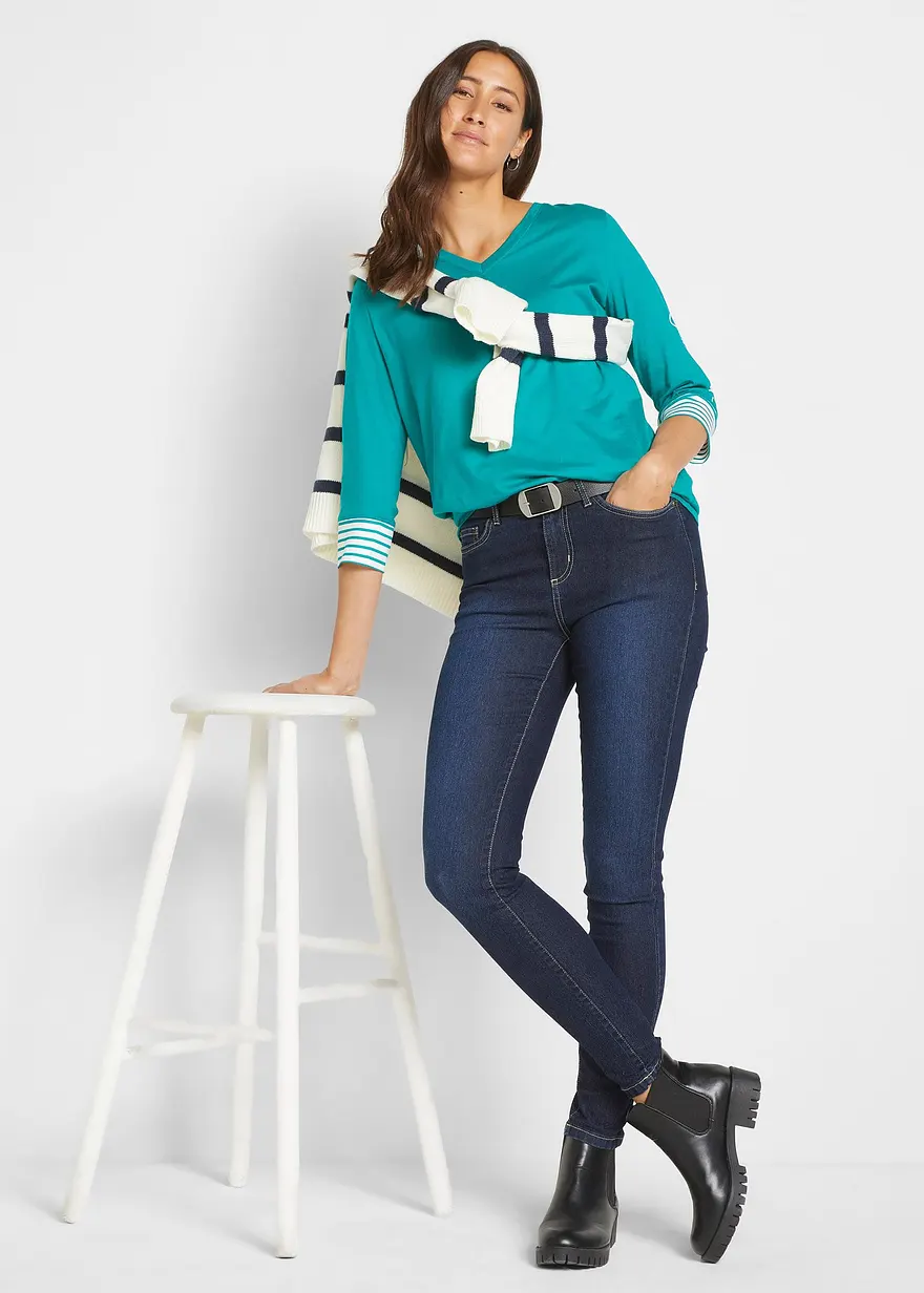 Bonprix Hohe Skinny-Jeans Mit Stretch - Blau Regular - Damen