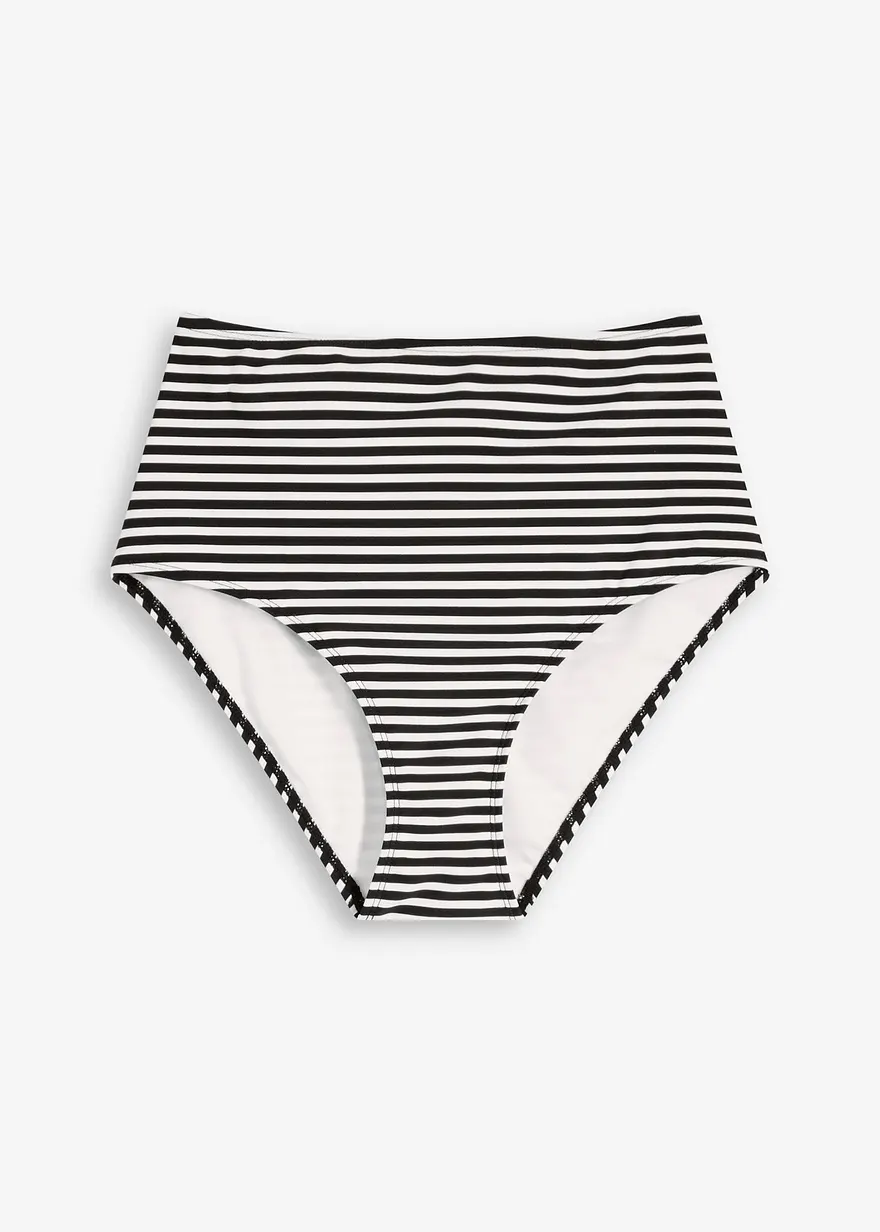 bonprix Höher geschnittene Bikinihose mit tollem Druck - schwarz - Damen