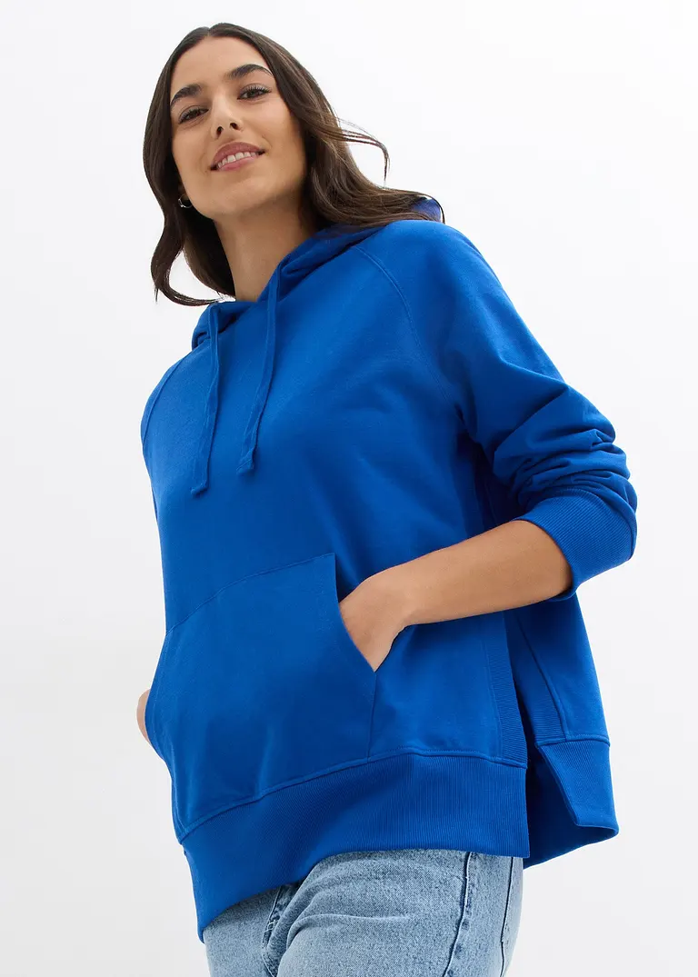 Bonprix Hoodie Mit Raffinierten Seitenschlitzen - Blau - Damen