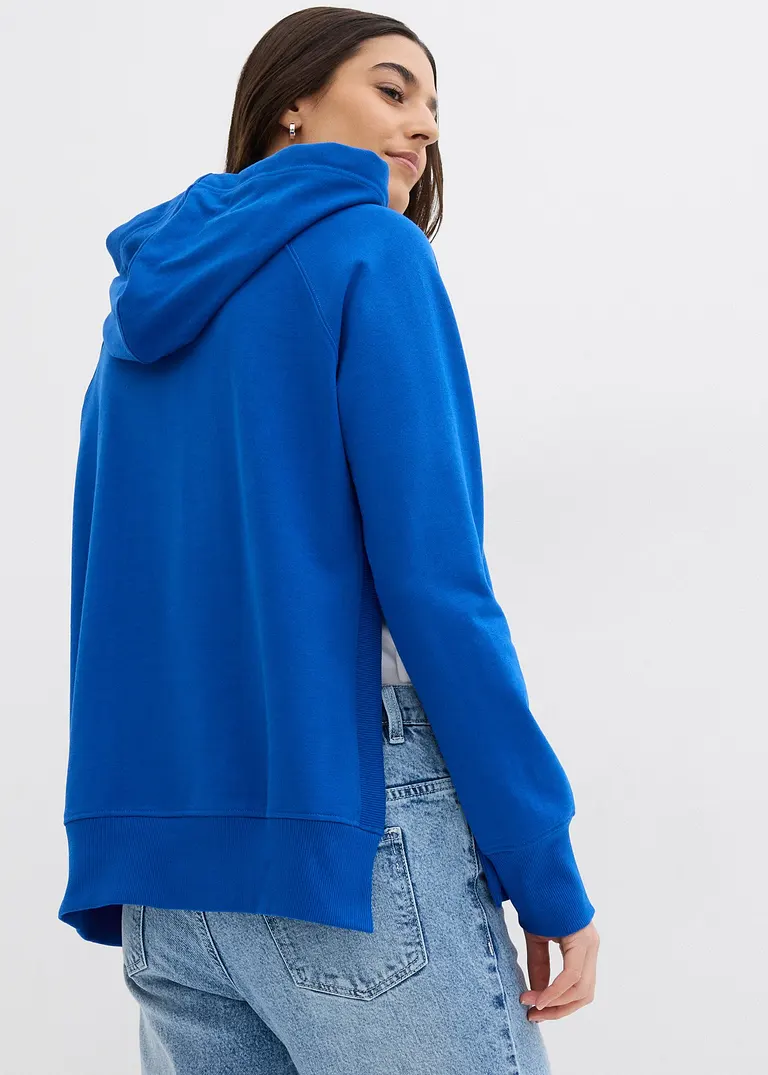 Bonprix Hoodie Mit Raffinierten Seitenschlitzen - Blau - Damen