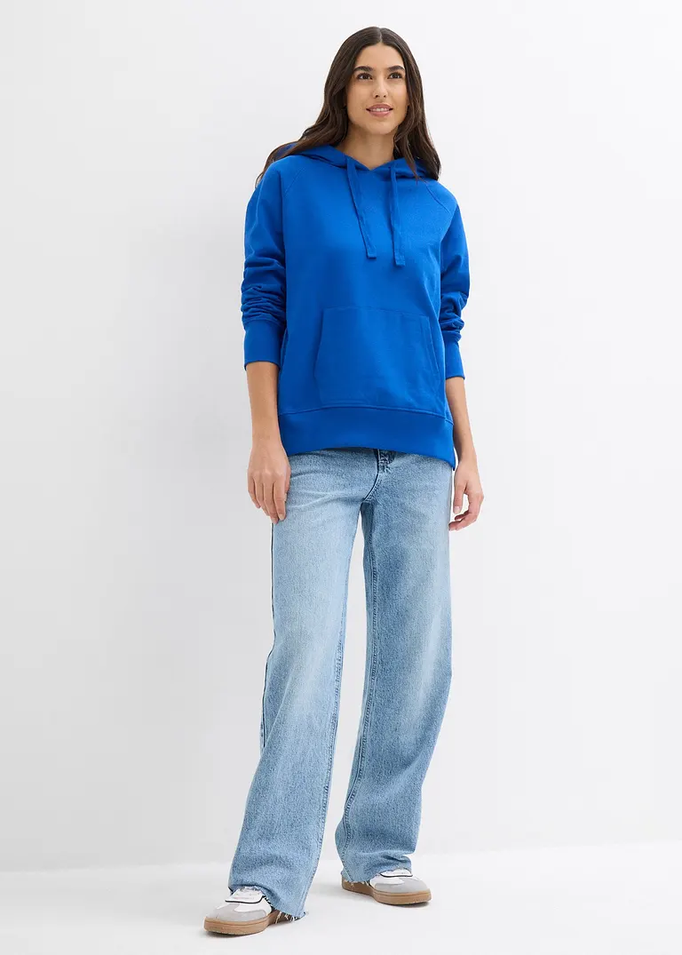 Bonprix Hoodie Mit Raffinierten Seitenschlitzen - Blau - Damen