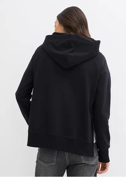 Bonprix Hoodie Mit Raffinierten Seitenschlitzen - Schwarz