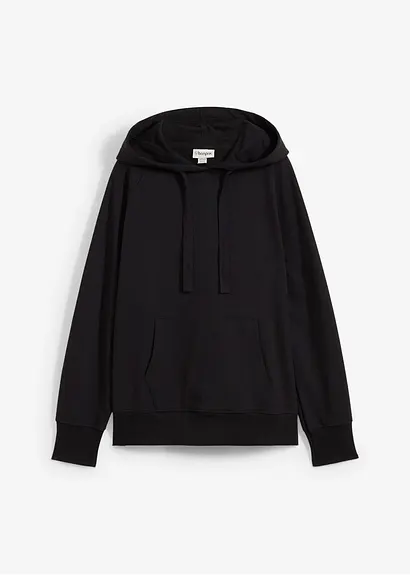 bonprix Hoodie mit raffinierten Seitenschlitzen - schwarz