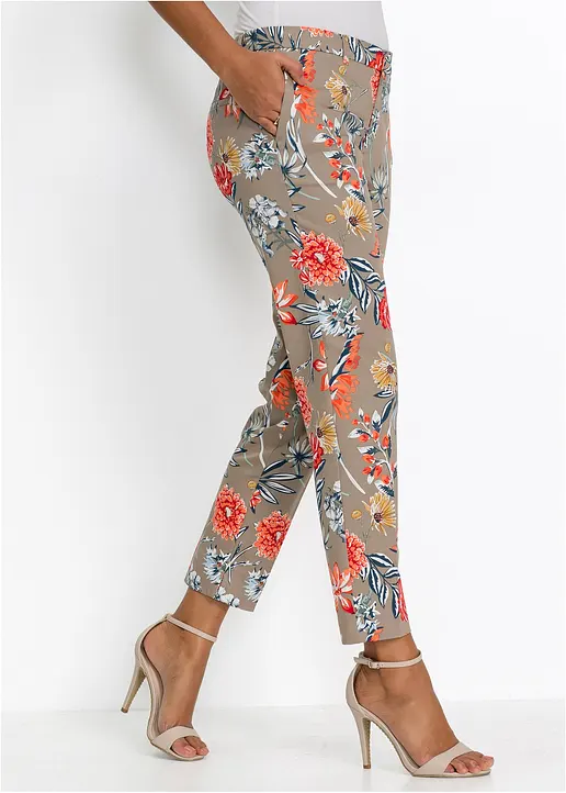 Bonprix Hübsche 7/8-Stretch-Hose Mit Modischem Allover-Druck - Braun