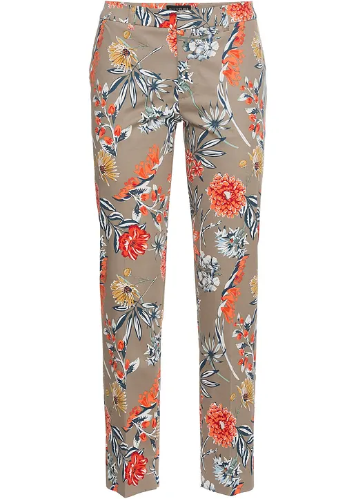 bonprix Hübsche 7/8-Stretch-Hose mit modischem Allover-Druck - braun