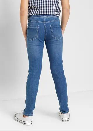 Bonprix Hübsche Mädchen Jeggings Mit Blumenstickerei - Blau