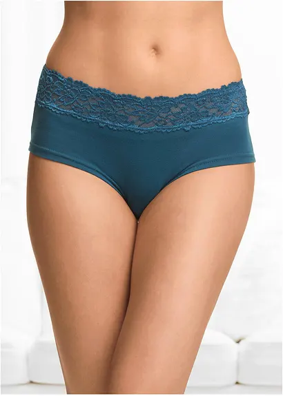 Bonprix Hübsche Panty Mit Spitzendetail - Schwarz + Blaupetrol